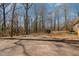 The backyard features a concrete patio with a wooded area with many trees in the background at 1103 Driftwood Dr, Siler City, NC 27344