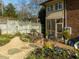 A charming brick patio and landscaped yard create a welcoming outdoor space in the backyard at 201 W Park Dr, Raleigh, NC 27605