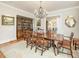 Formal dining room with hardwood floors, chandelier and china cabinet at 201 W Park Dr, Raleigh, NC 27605