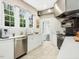 Bright kitchen features stainless steel appliances, white cabinets, and natural light at 201 W Park Dr, Raleigh, NC 27605