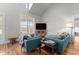 Comfortable living room with large windows, modern furnishings, and views of the surrounding landscape at 381 Reams Dr, Middlesex, NC 27557