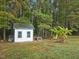 Small white outbuilding surrounded by trees and greenery at 381 Reams Dr, Middlesex, NC 27557