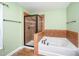 A bathroom showcases a separate shower and soaking tub with tile surround and fixtures at 532 Front Ridge Dr, Cary, NC 27519