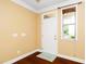 Bright entryway with hardwood floors, white door, and a window offering natural light at 532 Front Ridge Dr, Cary, NC 27519