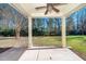 Covered patio with ceiling fan overlooks the backyard at 532 Front Ridge Dr, Cary, NC 27519