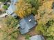 Stunning aerial view of a home surrounded by lush, colorful autumn foliage at 10 Marchmont Ct, Durham, NC 27705