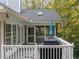 View of the house back deck that is screened in with an umbrella and grill at 10 Marchmont Ct, Durham, NC 27705