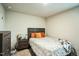 Cozy bedroom with a dark wood bed frame, coordinating bedside table, and soft, inviting bedding at 1108 Orchard Stream Dr, Haw River, NC 27258