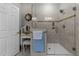 Bathroom with a glass-enclosed shower, vanity, and towel rack at 112 White Lake Ct, Cary, NC 27519