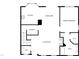 Detailed first floor plan showing kitchen, dining, living room, bedroom, bath, and laundry areas at 206 Collegiate Cir, Durham, NC 27713