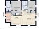 Detailed floor plan showcasing the layout of the home including the bedrooms, bathrooms, and kitchen at 301 W Hill S Ave, Hillsborough, NC 27278