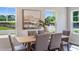 Bright dining area with a light wood table, seating for six, modern art, and natural light at 3017 Vitner Dr, Durham, NC 27704