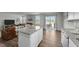 Stylish kitchen island with granite countertops that connects seamlessly to the living room for easy entertaining at 45 Florentine Ct, Angier, NC 27501