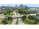 An aerial shot of a cityscape with multiple roads at 628 Bragg St, Raleigh, NC 27610