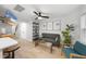 Stylish living room with a comfortable couch, modern lighting, and open layout at 628 Bragg St, Raleigh, NC 27610