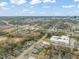 An aerial view displaying the neighborhood and its proximity to parks and the city skyline at 1012 Holloway St, Durham, NC 27701