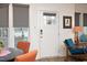 Entryway featuring a white front door with window and a smart lock system with modern interior decor at 106 Cottage Way # 33, Pittsboro, NC 27312