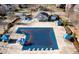 An aerial view highlights the community pool, showcasing the recreational amenities available to residents at 1109 Hemby Ridge Ln, Morrisville, NC 27560