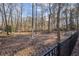 A spacious fenced backyard with mature trees and a leafy ground cover at 14115 Allison Dr, Raleigh, NC 27615