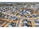 Aerial shot of a residential neighborhood showing a desirable community location with beautiful homes at 1829 Knights Crest Way, Wake Forest, NC 27587