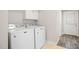 Convenient laundry room with modern washer and dryer, built-in storage, and durable flooring at 512 S Mebane St, Burlington, NC 27215