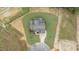Aerial view of new home featuring landscaping and spacious lot in developing neighborhood at 5705 Flowery Meadow Ct, Wake Forest, NC 27587