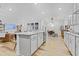Open floor plan featuring a kitchen island with stainless steel dishwasher and an adjacent dining area at 6509 Archwood Ave, Raleigh, NC 27616