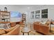 Bright living room with modern decor, hardwood floors, and comfortable seating at 6509 Archwood Ave, Raleigh, NC 27616