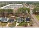 Overhead view of the home's neighborhood near a shopping center, showcasing the proximity to amenities and services at 8304 Bellingham Cir, Raleigh, NC 27615