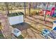 Aerial view of backyard shed, red shed and small storage at 210 Monk Rd, Durham, NC 27704