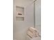 Modern shower features built-in niche for storage at 26 Kitty Branch Way, Smithfield, NC 27577