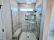Tile shower with glass door and bench seat at 5849 Genesee Dr., Homesite 3, Durham, NC 27712