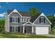 Charming two-story home featuring blue siding, black shutters, a covered porch, and an attached two-car garage at 67 Rice Road # 01, Zebulon, NC 27597