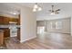 The home offers an open floor plan with seamless transition between the kitchen and living areas, promoting a sociable atmosphere at 7 Misty Creek Ct, Durham, NC 27705