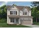 Charming two-story home rendering with neutral siding, shutters, a two-car garage, and a well-manicured lawn at 88 Windchime Ct, Fuquay Varina, NC 27526