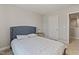 Cozy bedroom featuring soft neutral paint, carpet flooring, and stylish furnishings at 50 Fontaine Dr, Franklinton, NC 27525