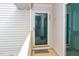 Townhouse entryway featuring a glass door, neutral walls, and a doormat at 521 Renshaw Ct, Cary, NC 27518