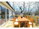 Cozy wooden back deck with outdoor furniture, perfect for entertaining at 5635 Paragon Cir, Durham, NC 27712