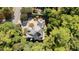 Aerial view of a luxurious home nestled among mature trees, showcasing its elegant architecture and landscaping at 2658 Davis St, Raleigh, NC 27608