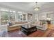 Open living room with large windows, hardwood floors, and decorative rug at 3025 Osterley St, Raleigh, NC 27614