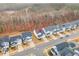 Aerial view of a neighborhood featuring well-maintained homes and lush trees at 349 Shadow Falls Dr, Wendell, NC 27591