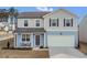 Beautiful two-story home with a two-car garage and lovely front porch seating area at 3512 Dragonfly River Ct, Raleigh, NC 27604