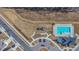 A bird's-eye view features the pool, playground, and parking, complemented by the surrounding neighborhood layout at 3512 Dragonfly River Ct, Raleigh, NC 27604