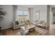 Inviting living room with neutral tones, a large window showcasing outdoor views, and stylish seating arrangements at 369 Swift Creek Farm Ln, Clayton, NC 27520