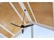Covered porch ceiling with wood panels and a ceiling fan at 729 Daniel Ridge Rd, Wendell, NC 27591