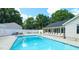 Community pool area with clear blue water and lounge chairs for relaxing at 7712 Falcon Rest Cir, Raleigh, NC 27615
