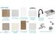 Selection sheet showing kitchen and bath finishes: flooring, cabinets, quartz, and hardware at 79 Willow Cameron Way, Angier, NC 27501