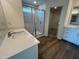 Modern bathroom featuring double vanity and a tiled walk-in shower at 98 Willow Cameron Way, Angier, NC 27501