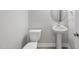 Modern half bathroom features a pedestal sink and stylish fixtures at 15 Nimble Way # 175, Clayton, NC 27520