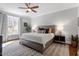 A bedroom with a platform bed dressed in white linens is centered on an area rug at 312 Bickett Blvd, Raleigh, NC 27608